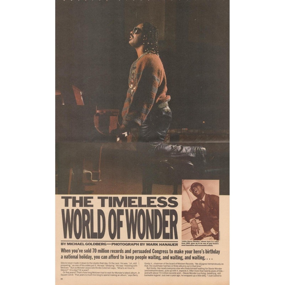 Stevie Wonder c. 1986 Editorial Photo Article The Timeless World of Wonder
